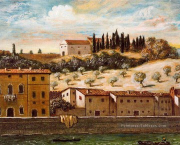 Florence les rives de l’Arno Giorgio de Chirico surréalisme métaphysique Peinture à l'huile